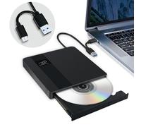 External CD/DVD Drive USB 3.0 & Type-C, Slim and Portable DVD +/-RW Burner Writer Reader CD ROM, Compatible with Laptop Desktop PC Mac MacBook Pro/Air, Windows 11/10/8/7/XP, Linux（2 in 1）