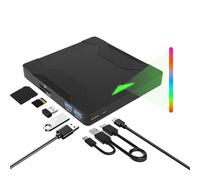 External CD DVD Drive with 2 USB Ports and 1 TF 1 SD Card Slots,Type-C & USB 3.0 Portable CD/DVD Disk Drive Player Burner Reader Writer for Laptop Macbook Desktop PC Windows 11/10/8/7/XP Linux Mac OS