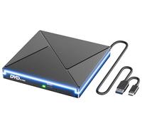External CD DVD Drive with RGB, USB 3.0 & USB-C CD/DVD Drive External, CD DVD +/-RW ROM Burner Optical External DVD Drive for Laptop, PC, Desktop, MacBook, iMac, Windows 11/10/8/7/XP/Linux/MacOS