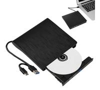 External CD DVD VCD Drive USB 3.0 Type-C +/-RW Optical Portable Slim Player ROM Burner Writer Reader for Lenovo Dell HP ASUS Apple Laptop PC Desktop Windows/Linux11/10/7/8/Vista/XP Mac Macbook(Black)