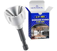 External Deburring and Chamfering Tool 1/4” HEX Working Range 3-19 mm | Suitable for Stainless Steel Hardened Steel Copper Brass Aluminium Fibreglass Wood - MONTERAL