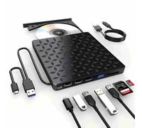 External DVD/CD Drive, DVD Player for Laptop 8 in 1, Portable CD Burner +/-RW Drive, DVD Player for ROM Rewriter Burner, Compatible with Laptop, Desktop PC, Windows MacBook Linux Mac OS (8 in 1)