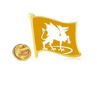 External Ferocious Ability Flame Gods Beasts Golden Metal Flag Lapel Pin Badge