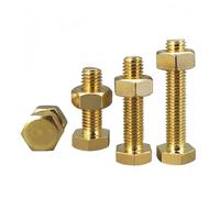 External Hexagon Brass Bolt M4 M5 M6 M8 Screw And Nut Set Large Full Extension Machine Hardware Fasteners(M6x16(5set))