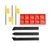 External Lathe Turning Tool Holder Set with DCMT070204 Carbide Inserts for CNC Machining, Alloy Steel SDJCR1010H07/SDJCL1010H07/SDNCN1010H07, 93° and 62.5° Tool Style,