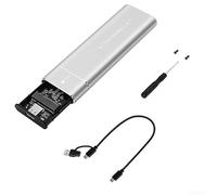 External M.2 NVMe SSD Enclosure for-USB 3.1 Type-C 10Gbps High-Speed Data Transfer For PCIe M Key 2242 2260 2280 Solid State Drives For-Durable Metal Housing Black Silver(Silver NVME)
