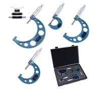 External Micrometer Set for Precision Measurement, 4-Piece Metric Range with 0.01mm Graduation, Ideal for Machining and Engineering Applications