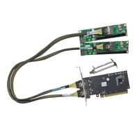 External PCI Express X16 4.0 PCIE4.0 to SFF-8654 8I Slim SAS Expansion Card | 2*SFF-8654 8I to PCI-E X8X8 Baseplate +2* SFF-8654 8I to SFF-8654 8I 25 Inches Intersection Cable