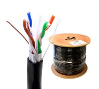 kenable External Shielded CAT6 Outdoor Ethernet Cable F/UTP Full Copper 23AWG Network Cable Reel UV Resistant PE Sheath with Drain Wire 305m Black