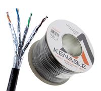 kenable External Shielded CAT7 Outdoor Ethernet Cable S/FTP Pure Copper 23AWG 10Gbps 600MHz UV Resistant Reel 100m Black