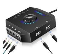External Sound Card, PHOINIKAS T10 USB Audio Adapter with Volume Adjustment for PC Windows, Mac, Linux, Laptops, Desktops, Stereo Sound Card with 3.5 mm Interface & USB Interface, Plug & Play