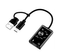External Sound Card USB 2.0 Type C Stereo Microphone Adapter Professional Converter for MacBook Laptop Headset PC Speaker