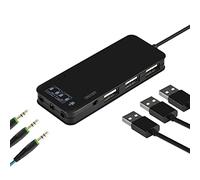 External Sound Card, USB Audio Adapter with 2 x Headphone and 1x Microphone Jack, 3 x USB 2.0 Stereo Sound Card, for PC, Laptops, Desktops, Tablet, for Ultrabooks