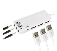 External Sound Card, USB Audio Adapter with 2 x Headphone and 1x Microphone Jack, 3 x USB 2.0 Stereo Sound Card, for PC, Laptops, Desktops, Tablet, for Ultrabooks