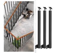 External Stair Baluster Post Adjustable 270° Black Metal il Pins with Flat Bracket 3PCS 95cm 37.4in Railing Support for Dec and Stairs