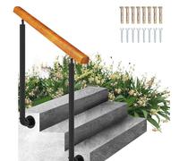 External Stair Railing Transitional Staircase Handrail Fits 2-4 Steps，Adjustable Side Mount Porch Hand Rail with Installation Kit Wrought Iron Balustrade for Garden(Height 85cm,140
