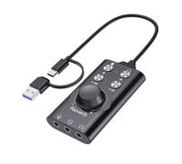 External Stereo Sound Card with Volume Control, Virtual 7.1 Surround Adapter USB to 3.5mm for PC Laptop Desktop Headset, 200cm Cable, 16bit 48KHz High-Fidelity Audio