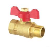External Thread Ball Valve Brass 3/8 to 1 Inch with Wing Handle Both Sides for Use in Hot and Cold Water, Steam, and Mineral Oil Systems (1inch=DN25)