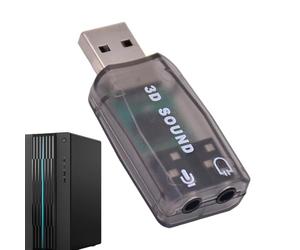 External USB Audio Adapter - Two In Sound Interface, Portable Headphone Card, Digital Audio Tool | High Fidelity Chipset Conversion Structure, Stable Instant Recognition Function For PCs Lapto