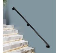 External Wall Staircase Rails Long 1 2.5 4.5 6 M, Heavy Duty Non-Slip Stair Hand Rail, Black Stair Handrail Indoor Set for Elderly/Kids/Disabled(L 600cm/20ft)