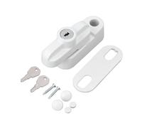 External Window Lock Catch Aluminum Alloy Anti Theft Flat Buckle for Single Double Windows (White Black)(Wit)