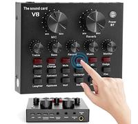 External Wireless Bluetooth Sound Card, Universal Portable Audio Mixer with Microphone Kit for Podcasting Gaming, 6 Effects Modes, 112 Types of Electro Acoustic