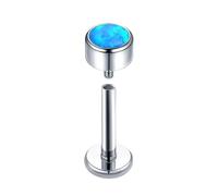 Externally Threaded Pin Nose Ring, 1pcs G23 Titanium 16GTragus Helix Piercing Jewellery Studs Round with Opal, Silver Blue Opal