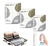 EXTFANS Travel Vacuum Bags with 5000Pa Electric Pump and Hand Pump, 10 Pack Reusable Vacuum Storage Bags with Double Zip Seal, Vacuum Pack Bags for Clothes, Duvets, Luggage and Home