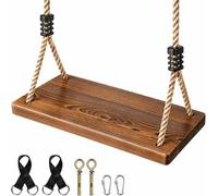 EXTFANS Wood Tree Swing Seat, Wooden Swing Set for Children Adult Kids, 17 * 8 * 1Inch, Adjustable Rope Swings for Yard Indoor Outdoor Backyard Garden Playground, Max Load 440lbs