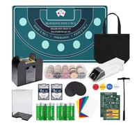 Extguds Blackjack Table Game Set, 71" x 35" Casino Felt Layout Mat with Automatic Card Shuffler, Poker Chips, Cards, Dealer Tools and Complete Casino Night Accessories for Home Party Entertainment