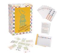Extguds Mexican Train, Mini Travel Dominoes Game:105 Cards+1Hub for Mexican Train+8 Train Marker+1 Instruction+1 Scoresheet,Double 12 and Double 9 Dominoes Set,2-10 Players (Traditional, Yellow)