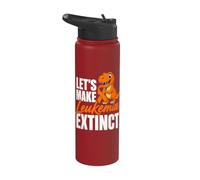 Extinct Leukemia Awareness Dinosaur Orange Ribbon Stainless Steel Insulated Water Bottle