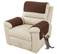 EXTLEZSA Armrest Chair Covers, Stretch Armchair Couch Arm Rest Cover, Waterproof Armchair Slipcover Nonslip Quilted Furniture Protector for Pets Leather Sofa Couch (Dark brown,1 Person (set of 3))