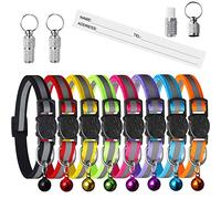 Extodry Safety Cat Collars Quick Release,Reflective Kitten collar with Bells,Adjustable 7.5''-12.5'',Suitable for Domestic (8 Colors & 2 pack Anti-Lost Tags)