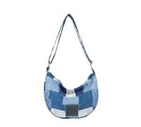 Extolove Denim Purse Trendy Jean Purses for Women Denim Hobo Bag Y2K Shoulder Bags Handbag, Blue, S