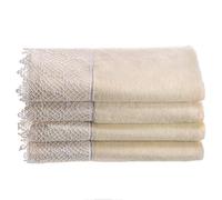 Extra-Absorbent Towels, 100% Cotton Velour Cream Towel, with Scallop Lace Trim - 4 Piece Towel Set, Fingertip Towel 11 by 18-Inch