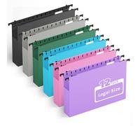 Extra Capacity Legal Plastic Hanging File Folders, 2" Expanding Accordion Pocket, Black Insert Gasket, Heavy-Duty for Filing Cabinet, Assorted Colors, Legal Size, 12 Pack"}
