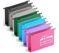 Extra Capacity Legal Size Plastic Hanging File Folders,12 Pack Reinforced Legal Hanging Folder with Heavy Duty 2 Inch Expansion,Filing Cabinet Folder,for Bulky Files, Medical Charts,Assorted Color