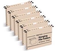 Extra Capacity Plastic Hanging File Folder, 12 Pack Reinforced Hang Folders Letter Size, Heavy Duty 1 Inch Expansion Filing Cabinet Folders for Bulk Files, Medical Charts, Light Pink