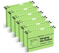 Extra Capacity Plastic Hanging File Folder, 12 Pack Reinforced Hang Folders Letter Size, Heavy Duty 1 Inch Expansion Filing Cabinet Folders, for Bulk Files, Medical Charts, Mustard Green
