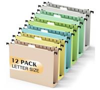 Extra Capacity Plastic Hanging File Folder,12 Pack Reinforced Hang Folders Letter Size,Heavy Duty 2 Inch Expansion,Filing Cabinet Folders,for Bulk Files, Medical Charts,Morandi Colors