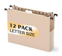 Extra Capacity Plastic Hanging File Folders,12 Pack Reinforced Hang Folder,Heavy Duty 2 Inch Expansion,Filing Cabinet Folders Letter Size for Bulk Files/Medical Charts(Light Beige)