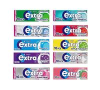 Extra Chewing Gum 10 x Sugar Free Selection Fresh Bulk box All Mix Flavours - Peppermint, Watermelon, Strawberry, Ice, Apple, White, Cool Breeze, Bubblemint, Blueberry, Spearmint Sold by VR Angle