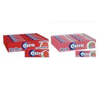 Extra Chewing Gum - 2 Cases with 30 Packs of 10 Pieces (600 Total) - Strawberry and Watermelon
