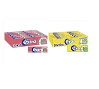 Extra Chewing Gum - 2 Cases with 30 Packs of 10 Pieces (600 Total) - Watermelon and Apple