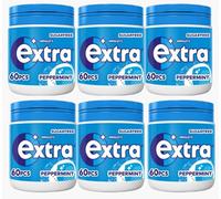 Extra Chewing Gum, Peppermint Flavor Chewing Gum Sugar Free, Chewing Gum Bottle 60 Pcs X 6 Bottles (Peppermint)