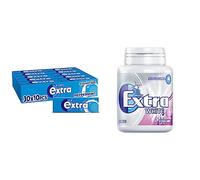 Extra Chewing Gum, Sugar Free, Peppermint Flavour, Chewing Gum Bulk, 30 Packs of 10 Pieces & White Chewing Gum Bottle, Sugar Free, Bubblemint Flavour, 46 Pieces