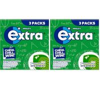 Extra Chewing Gum, Sugar Free, Spearmint Flavour, Pack of 6 x 9 Pieces (Packing May Vary)