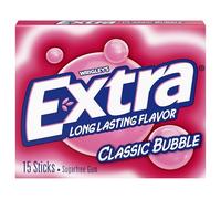 Extra Classic Bubble Sugarfree Gum, Single Pack (15 Pieces)