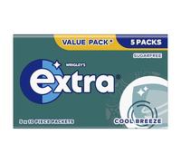 Extra Cool Breeze Flavour Sugar Free Chewing Gum Travel Multipack, 5x10 Pcs